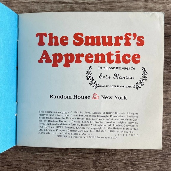 THE SMURF'S APPRENTICE by PEYO | RANDOM HOUSE [ VINTAGE 1982 ] - Picture 7 of 8